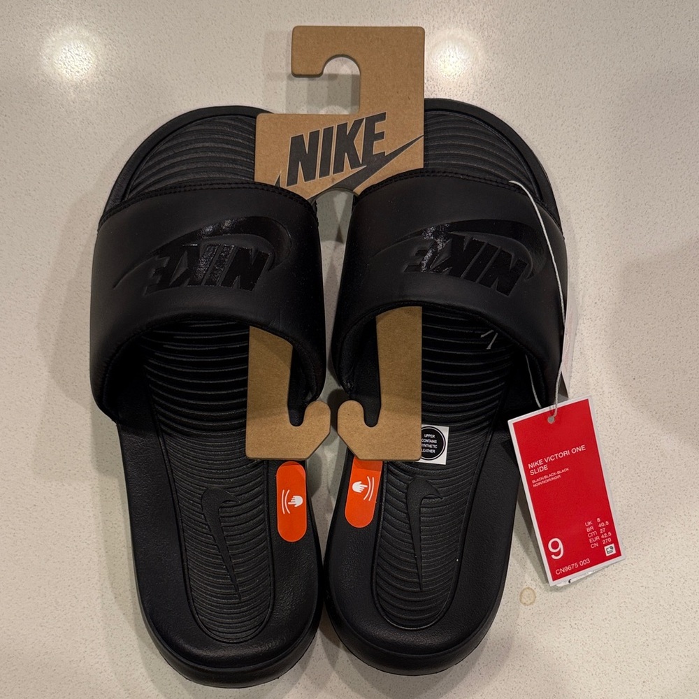 Nike Black Slide Sandals with tags
